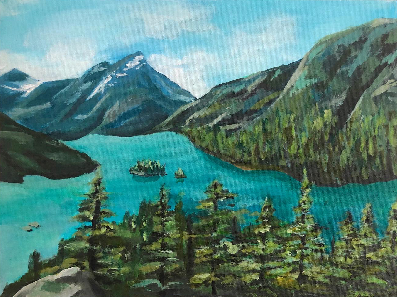 Joanna Young | Diablo Lake, 2020 | Acrylic on canvas panel,  9 x 12 inches