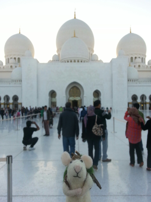 Tom the tourist visits the Sheikh Zayed Grand Mosque. “Simply stunning!” he replies.